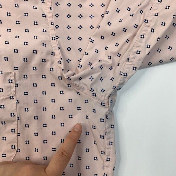 J Crew Shirt Mens XXL Slim Fit Pink Navy Cotton Stretch Printed Button Down - Picture 7 of 13